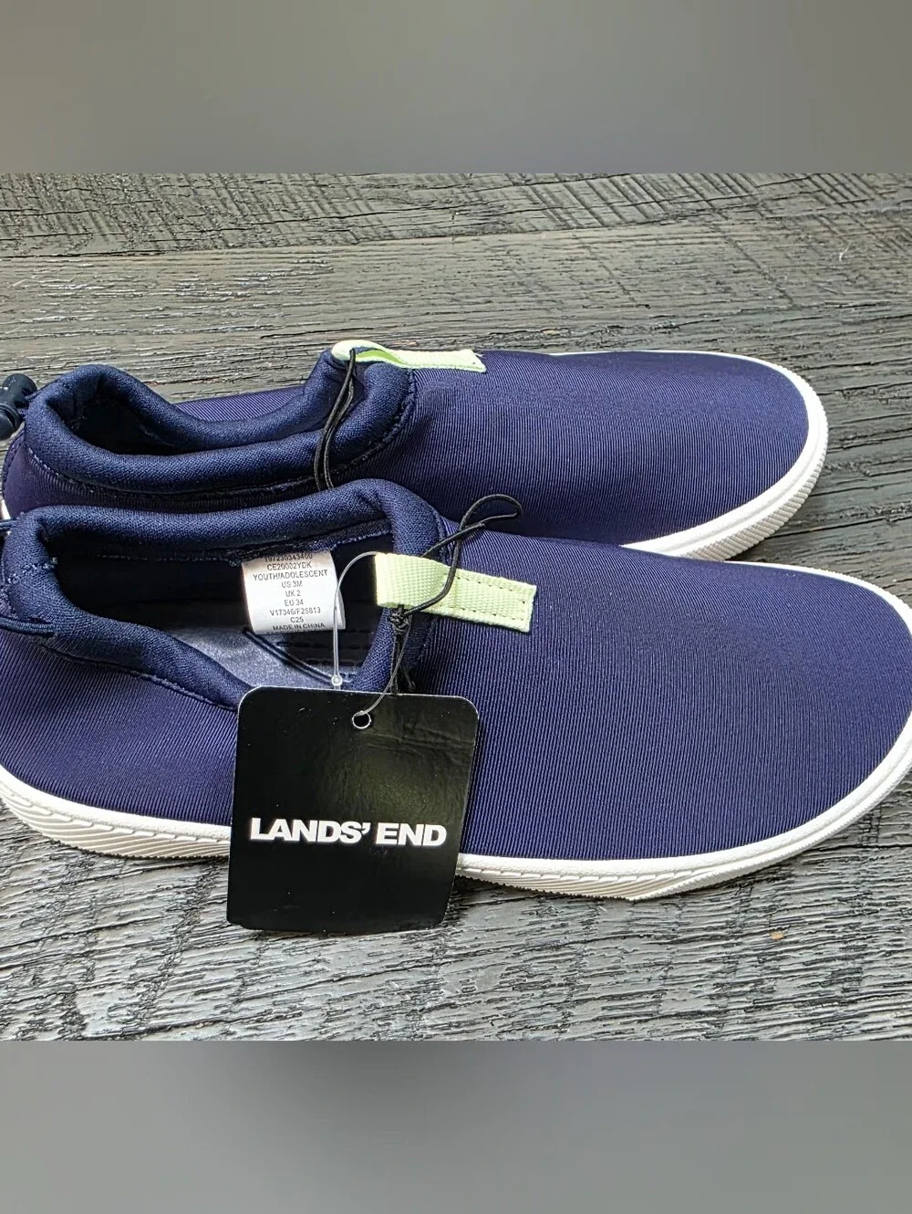 NWT Lands' End Youth Boys Navy Slip-On Water Sneakers (Sz:3M)